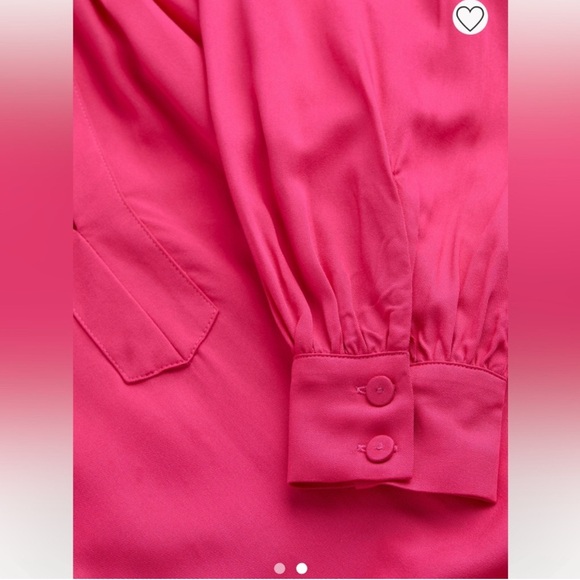 H&M Long Sleeve Split Neck Belted Maxi Dress Barbiecore Barbie Pink Size M NWT - Picture 3 of 12